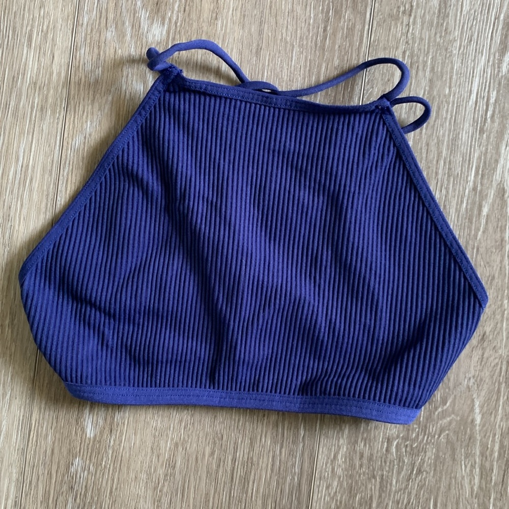 NWOT FREE PEOPLE High Neck Strappy Back Bralette Blue - Picture 4 of 7